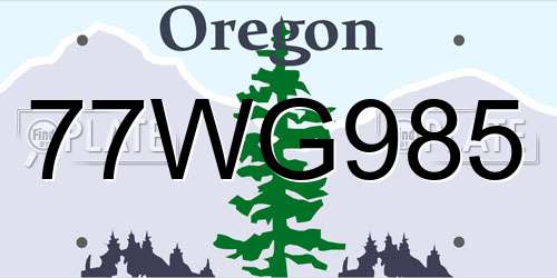 77WG985 Oregon License Plate