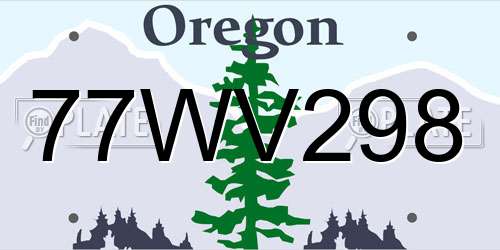 77WV298 Oregon License Plate