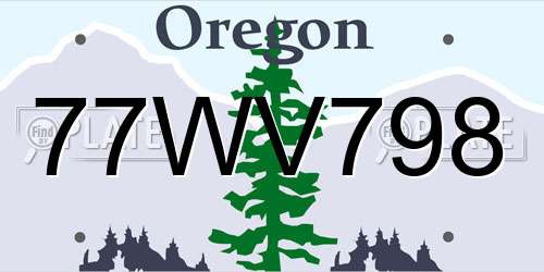 77WV798 Oregon License Plate
