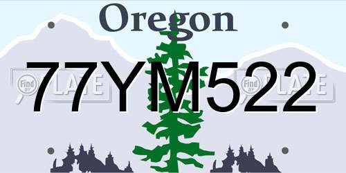 77YM522 Oregon License Plate