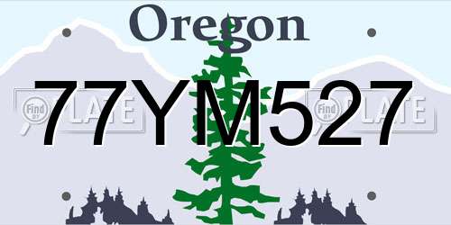 77YM527 Oregon License Plate