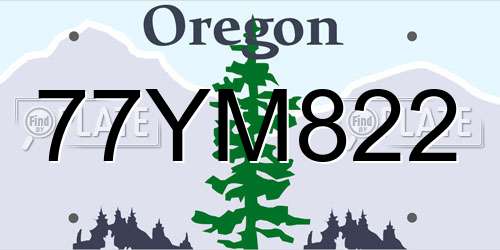 77YM822 Oregon License Plate