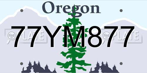 77YM877 Oregon License Plate