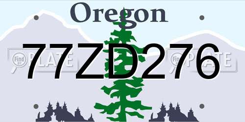 77ZD276 Oregon License Plate