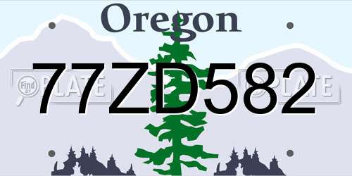 77ZD582 Oregon License Plate