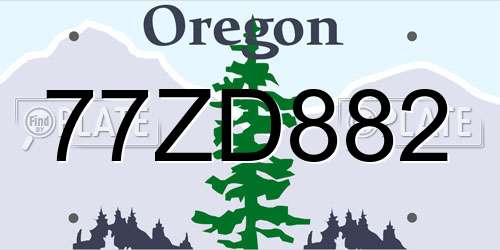 77ZD882 Oregon License Plate