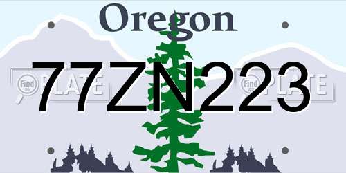 77ZN223 Oregon License Plate