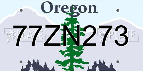 77ZN273 Oregon License Plate