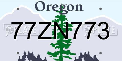77ZN773 Oregon License Plate