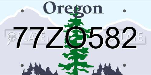 77ZO582 Oregon License Plate