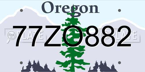 77ZO882 Oregon License Plate