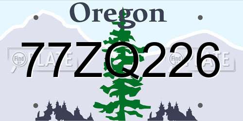 77ZQ226 Oregon License Plate