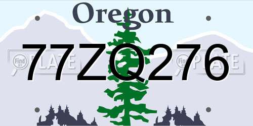77ZQ276 Oregon License Plate