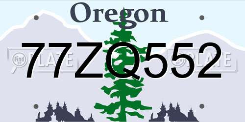 77ZQ552 Oregon License Plate
