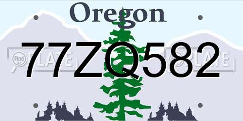 77ZQ582 Oregon License Plate