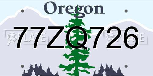 77ZQ726 Oregon License Plate
