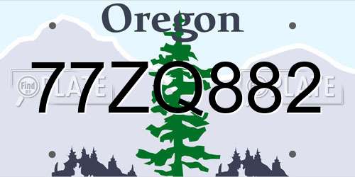 77ZQ882 Oregon License Plate