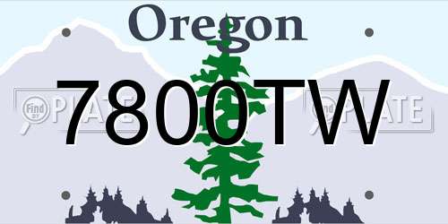7800TW Oregon License Plate