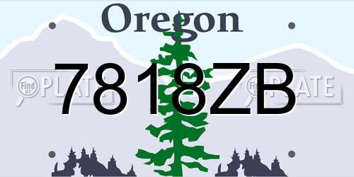 7818ZB Oregon License Plate