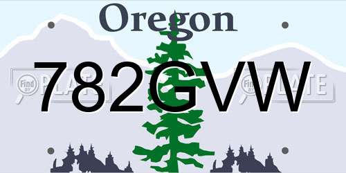 782GVW Oregon License Plate