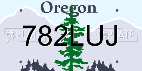 782LUJ Oregon License Plate
