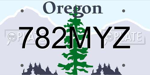 782MYZ Oregon License Plate