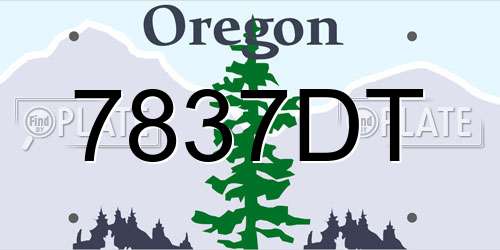 7837DT Oregon License Plate