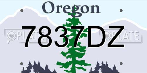 7837DZ Oregon License Plate