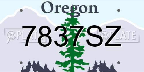 7837SZ Oregon License Plate