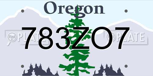 783ZO7 Oregon License Plate
