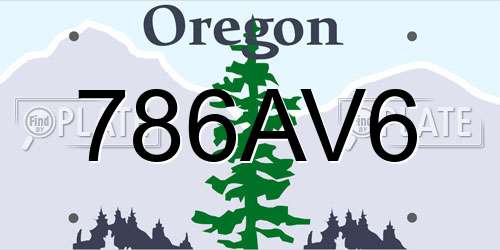 786AV6 Oregon License Plate