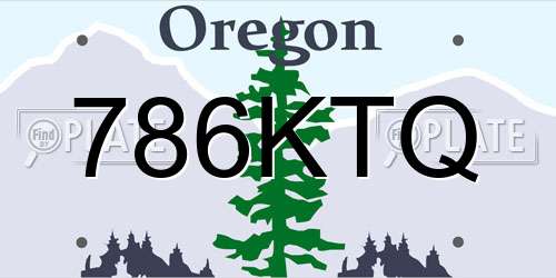 786KTQ Oregon License Plate