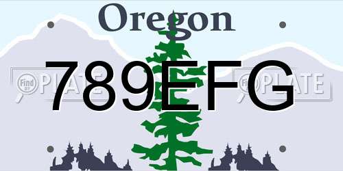789EFG Oregon License Plate
