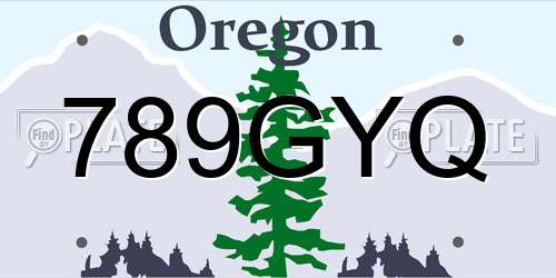 789GYQ Oregon License Plate