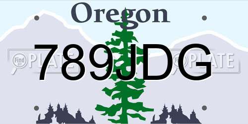 789JDG Oregon License Plate
