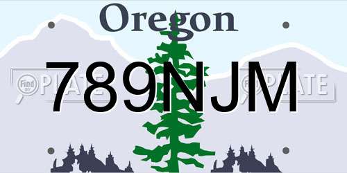 789NJM Oregon License Plate