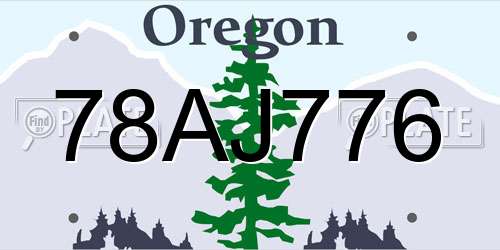 78AJ776 Oregon License Plate