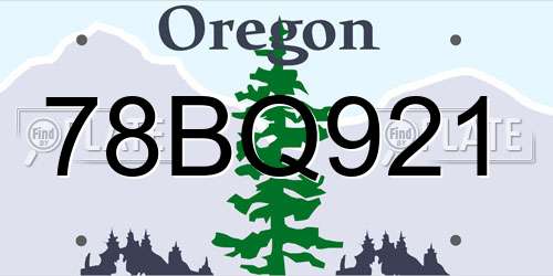 78BQ921 Oregon License Plate