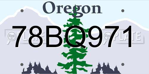 78BQ971 Oregon License Plate