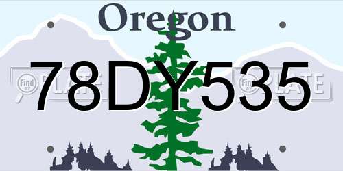 78DY535 Oregon License Plate