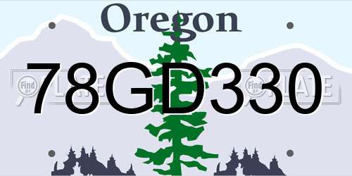 78GD330 Oregon License Plate