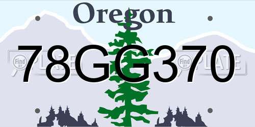 78GG370 Oregon License Plate