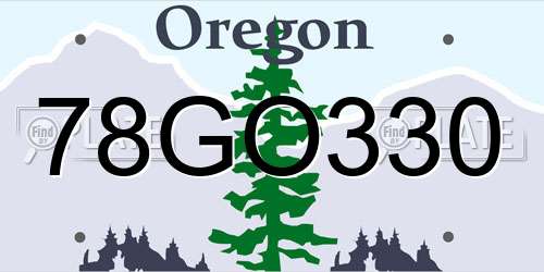 78GO330 Oregon License Plate