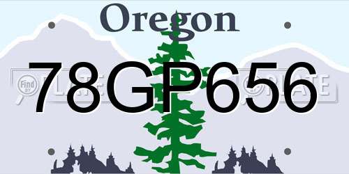 78GP656 Oregon License Plate