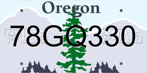 78GQ330 Oregon License Plate
