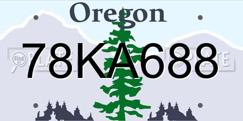 78KA688 Oregon License Plate