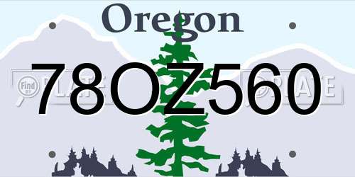 78OZ560 Oregon License Plate