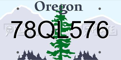 78QL576 Oregon License Plate