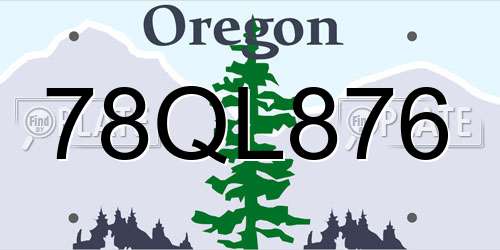 78QL876 Oregon License Plate