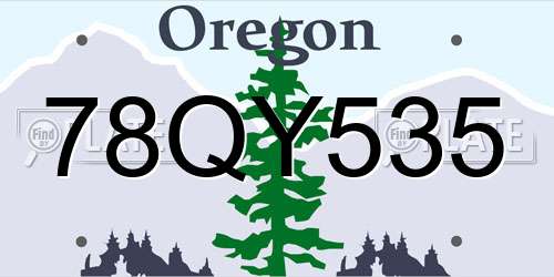 78QY535 Oregon License Plate